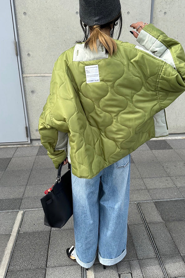 【INTERPLAY x AYA】Switching Quilt Blouson-KHAKI-624542004-27F