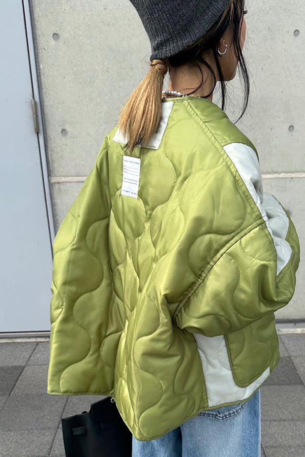 【INTERPLAY x AYA】Switching Quilt Blouson-KHAKI-624542004-27F