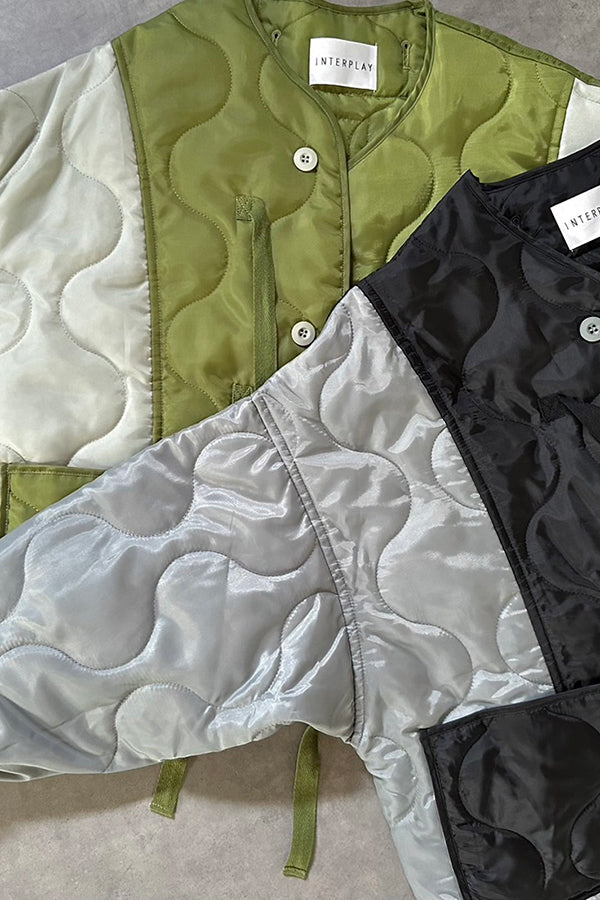 【INTERPLAY x AYA】Switching Quilt Blouson-KHAKI-624542004-27F