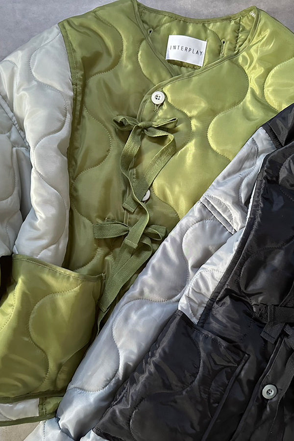 【INTERPLAY x AYA】Switching Quilt Blouson-KHAKI-624542004-27F