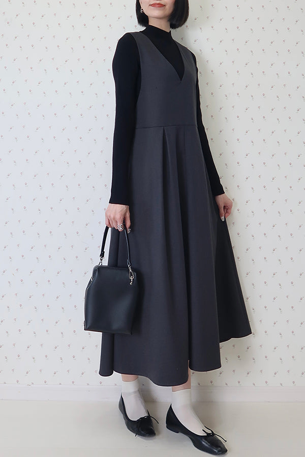 【INTERPLAY x MAYUKO】2 Way No-Sleeve Tuck Flare One-piece 2024-GREY-624550008-12F