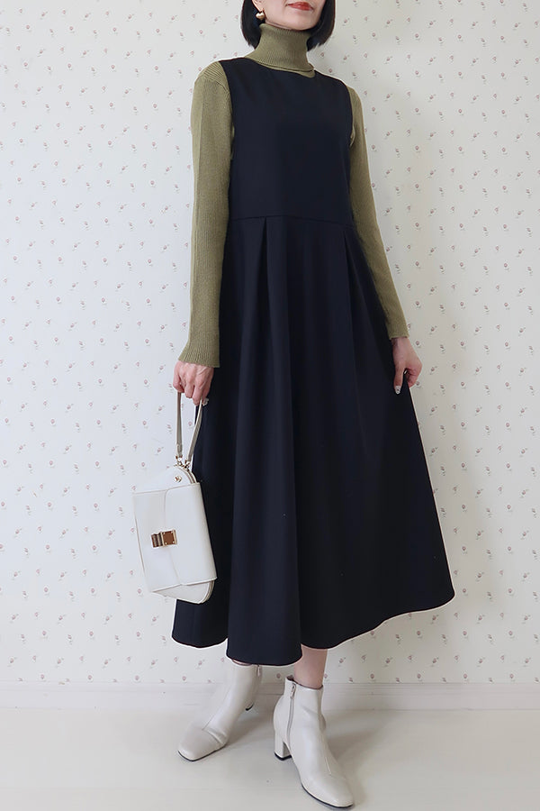 【INTERPLAY x MAYUKO】2 Way No-Sleeve Tuck Flare One-piece 2024-BLACK-624550008-19F