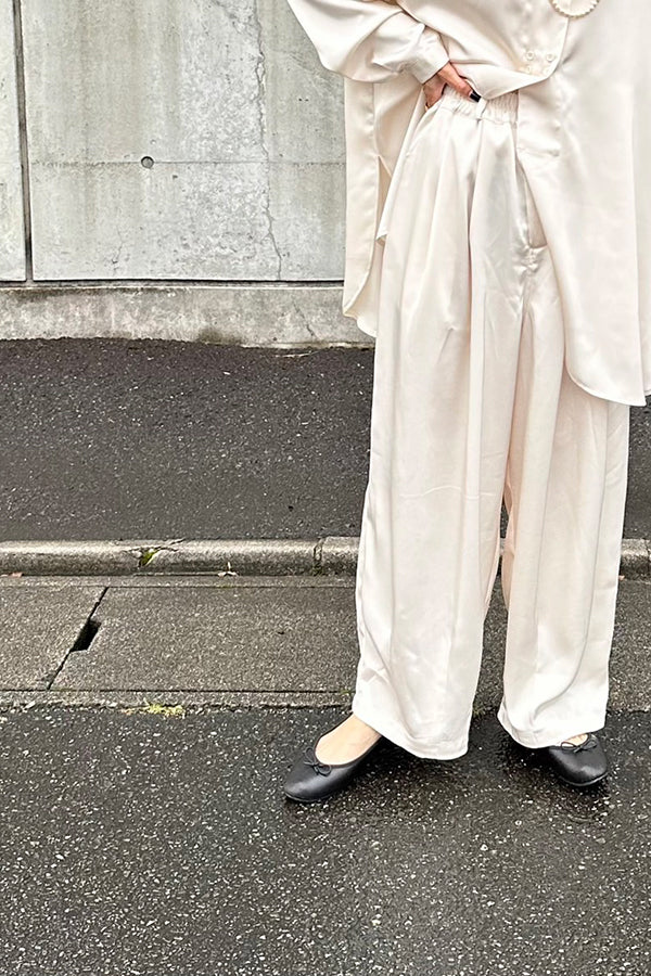 【INTERPLAY x AYA】Satin Pants-IVORY-624560002-04S&M (2サイズ)