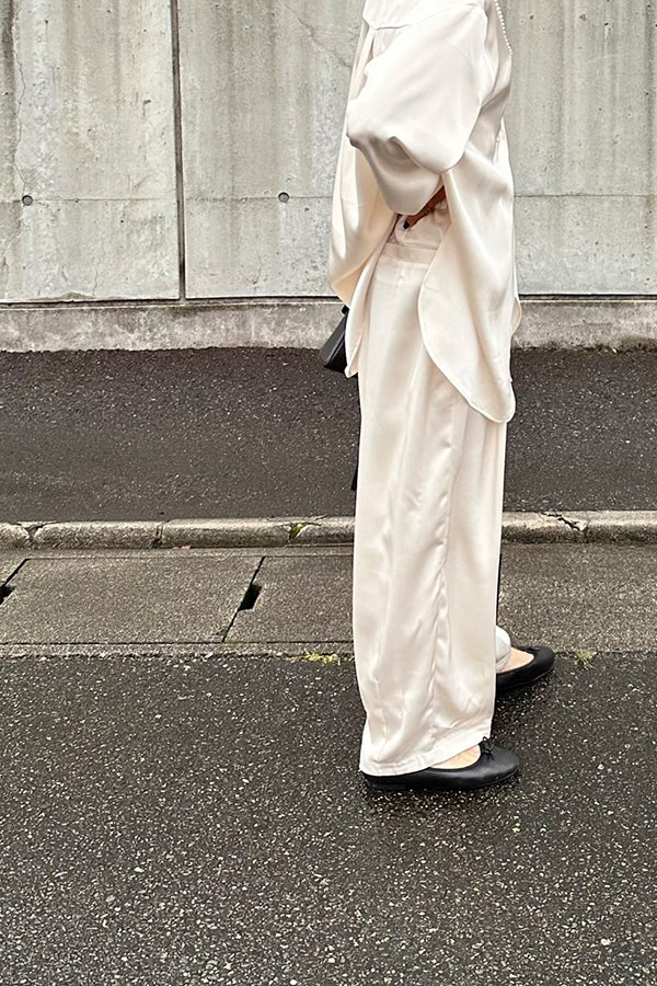 【INTERPLAY x AYA】Satin Pants-IVORY-624560002-04S&M (2サイズ)