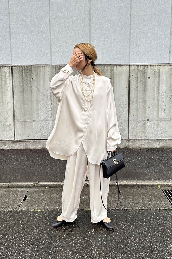 【INTERPLAY x AYA】Satin Pants-IVORY-624560002-04S&M (2サイズ)