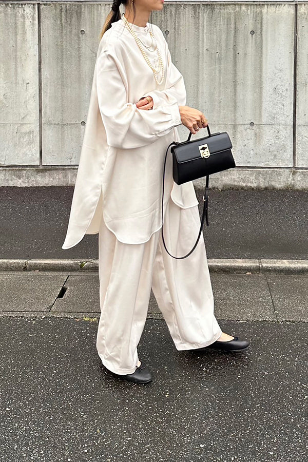 【INTERPLAY x AYA】Satin Pants-IVORY-624560002-04S&M (2サイズ)