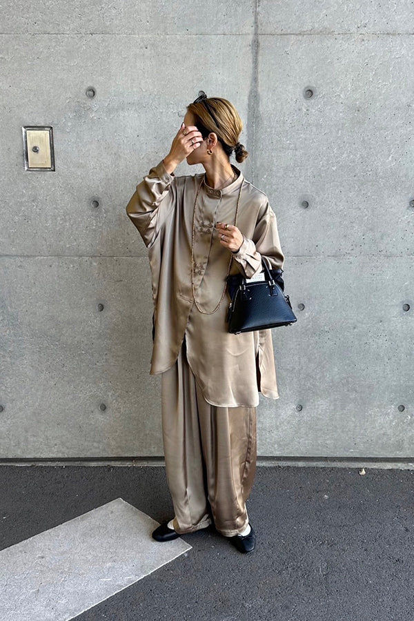 【INTERPLAY x AYA】Satin Pants-MOCA-624560002-54S&M (2サイズ)