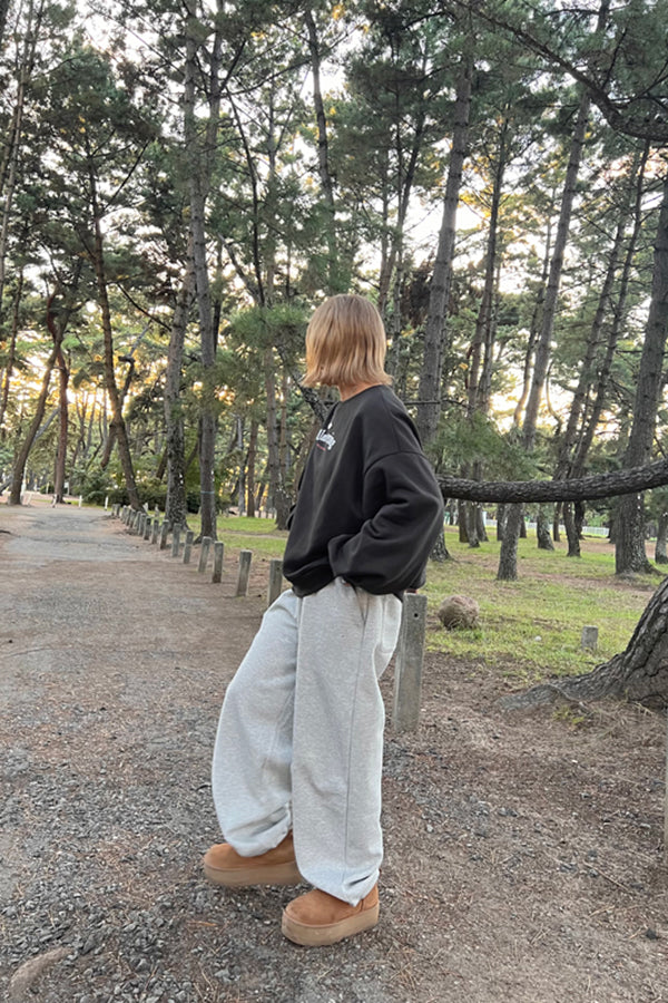 【INTERPLAY x おなつ】Tucked Balloon Sleeve Loose Sweat(UNISEX)-BLACK-624580012-19F