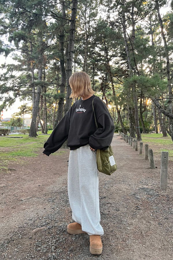 【INTERPLAY x おなつ】Tucked Balloon Sleeve Loose Sweat(UNISEX)-BLACK-624580012-19F