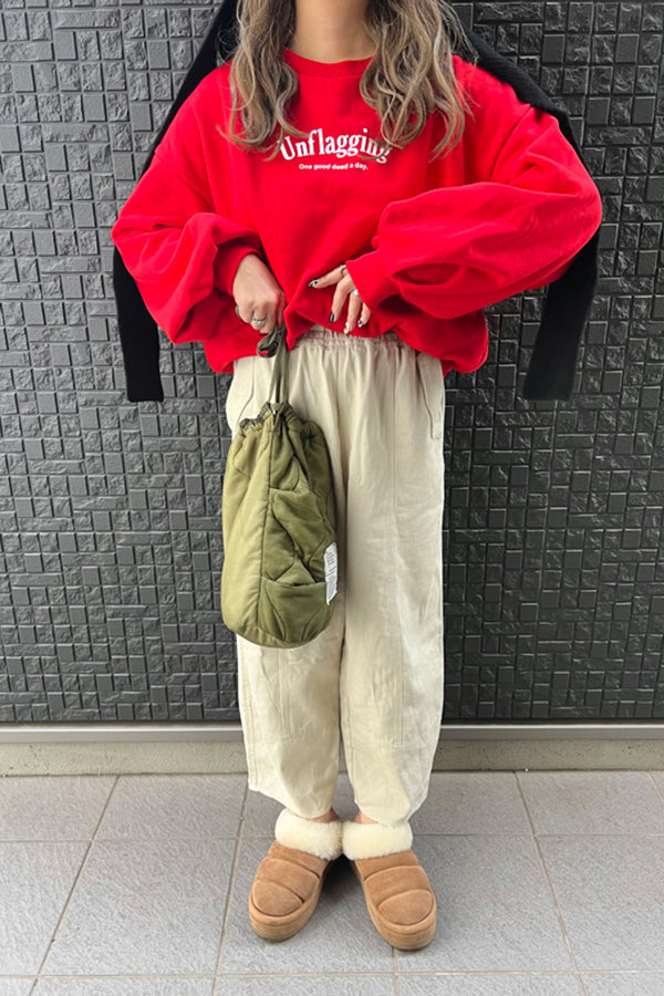 【INTERPLAY x おなつ】Tucked Balloon Sleeve Loose Sweat(UNISEX)-RED-624580012-62F