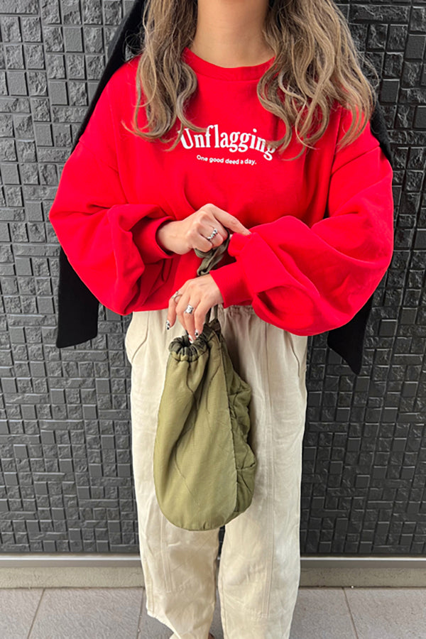 【INTERPLAY x おなつ】Tucked Balloon Sleeve Loose Sweat(UNISEX)-RED-624580012-62F