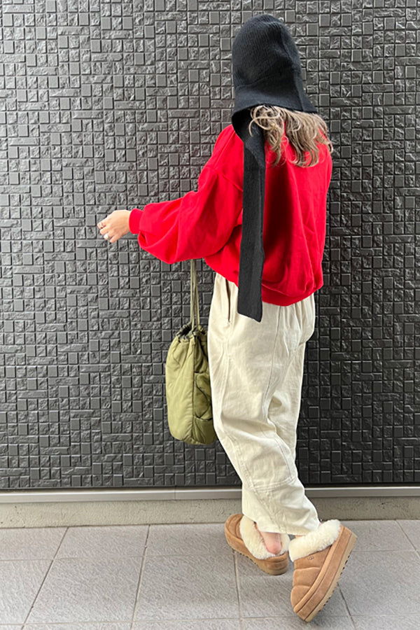 【INTERPLAY x おなつ】Tucked Balloon Sleeve Loose Sweat(UNISEX)-RED-624580012-62F