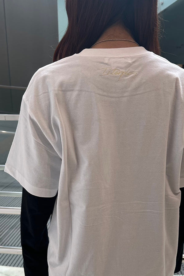【INTERPLAY】Script EMB. LOGO Short Sleeve Tee Shirt White/Natural/Black 625120019-01/04/19L