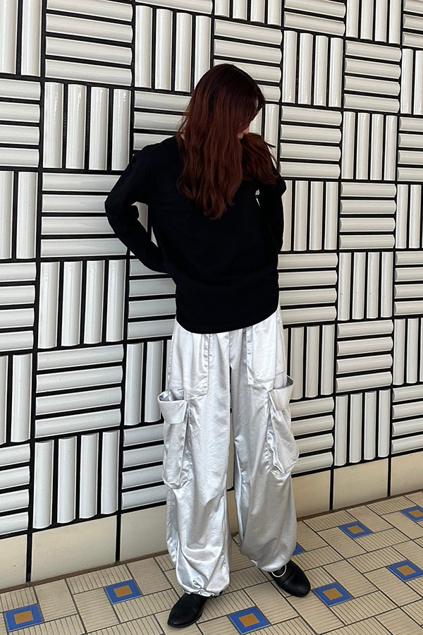 【INTERPLAY】Script EMB. LOGO Long Sleeve Tee Shirt White/Natural/Black 625120020-01/04/19L