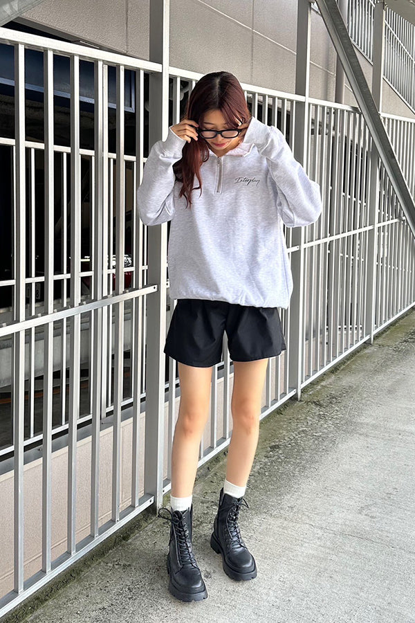 【INTERPLAY】Script EMB. LOGO Half Zip Pull Over Sweat White(white)/Ash Grey(grey) 625120023-01/11XL