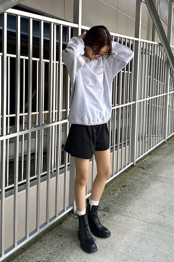 【INTERPLAY】Script EMB. LOGO Half Zip Pull Over Sweat White(white)/Ash Grey(grey) 625120023-01/11XL