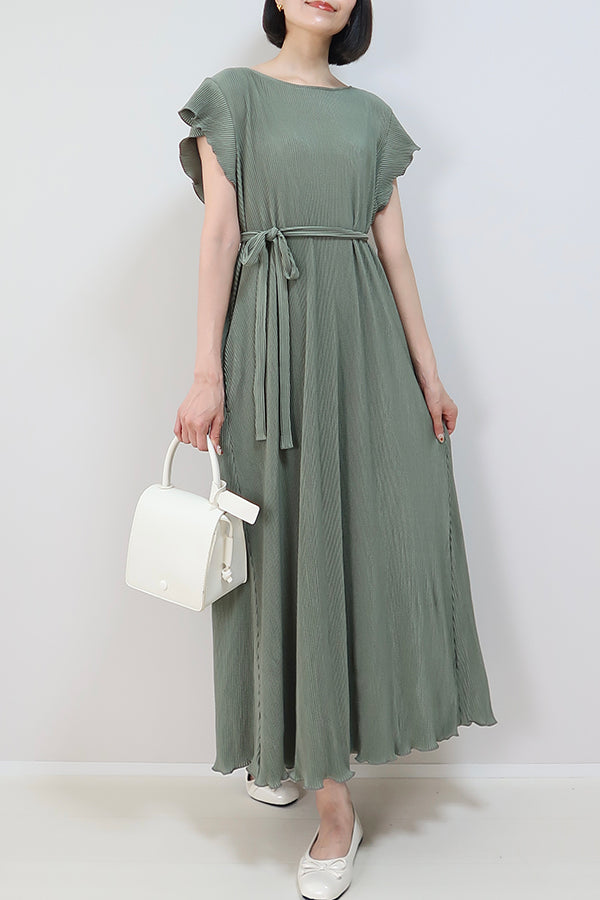 【INTERPLAY x MAYUKO】Whisper Flow Pleated Dress-Green-625150004-22F