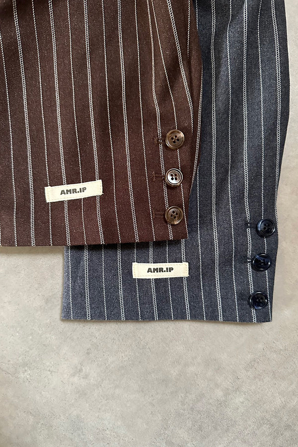 【INTERPLAY x AYA】Stripe Loose Jacket-Brown stripe-625542008-42F