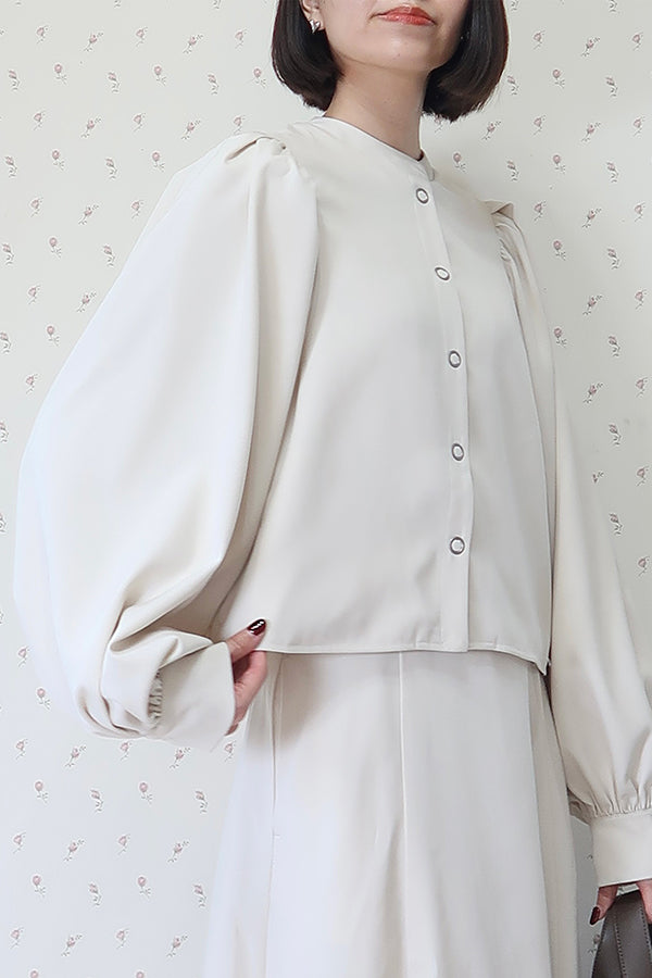 【INTERPLAY x MAYUKO】Button Up Puff Bolero Jacket-Ivory-625542009-04F