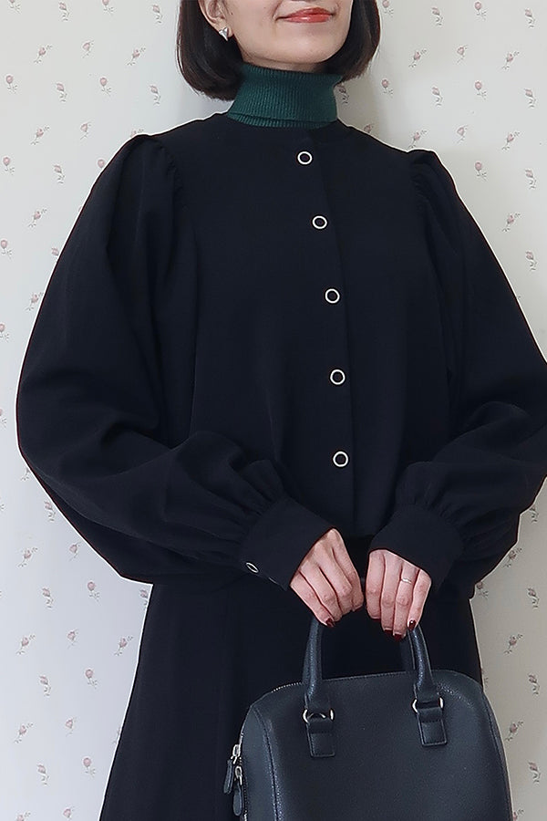 【INTERPLAY x MAYUKO】Button Up Puff Bolero Jacket-Black-625542009-19F