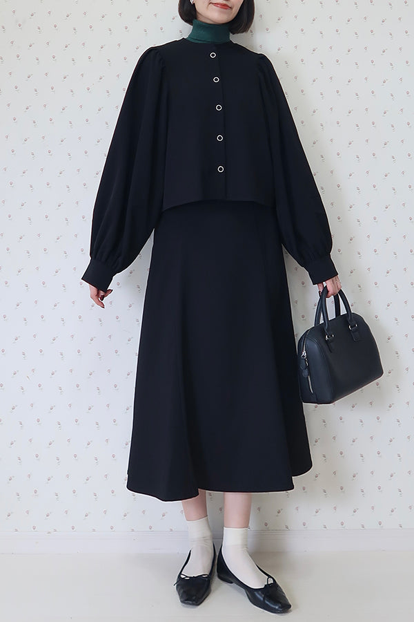 【INTERPLAY x MAYUKO】Button Up Puff Bolero Jacket-Black-625542009-19F