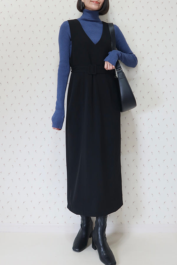 【INTERPLAY x MAYUKO】Minimal I-Line Dress-Black-625550011-19F