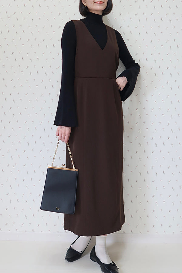 【INTERPLAY x MAYUKO】Minimal I-Line Dress-Dark Brown-625550011-45F