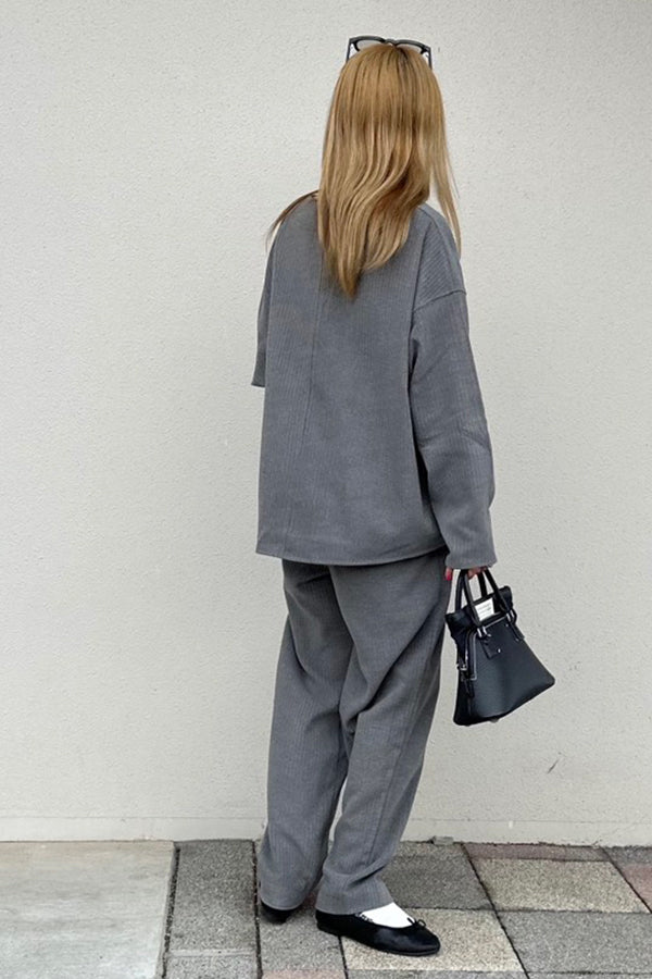 【INTERPLAY x AYA】Double waist Compressed Pants-Grey-625560006-12S / 625560006-12M