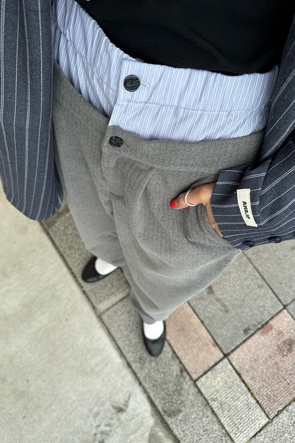 【INTERPLAY x AYA】Double waist Compressed Pants-Grey-625560006-12S / 625560006-12M