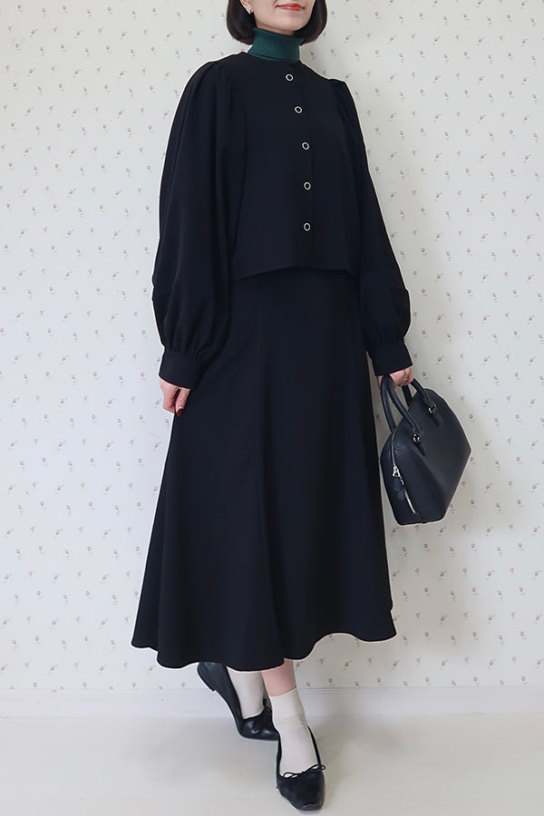 【INTERPLAY x MAYUKO】Belted Gather Flare Skirt-Black-625560010-19F