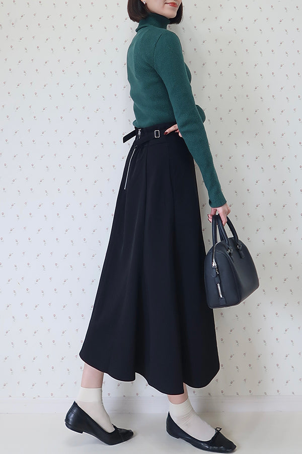【INTERPLAY x MAYUKO】Belted Gather Flare Skirt-Black-625560010-19F
