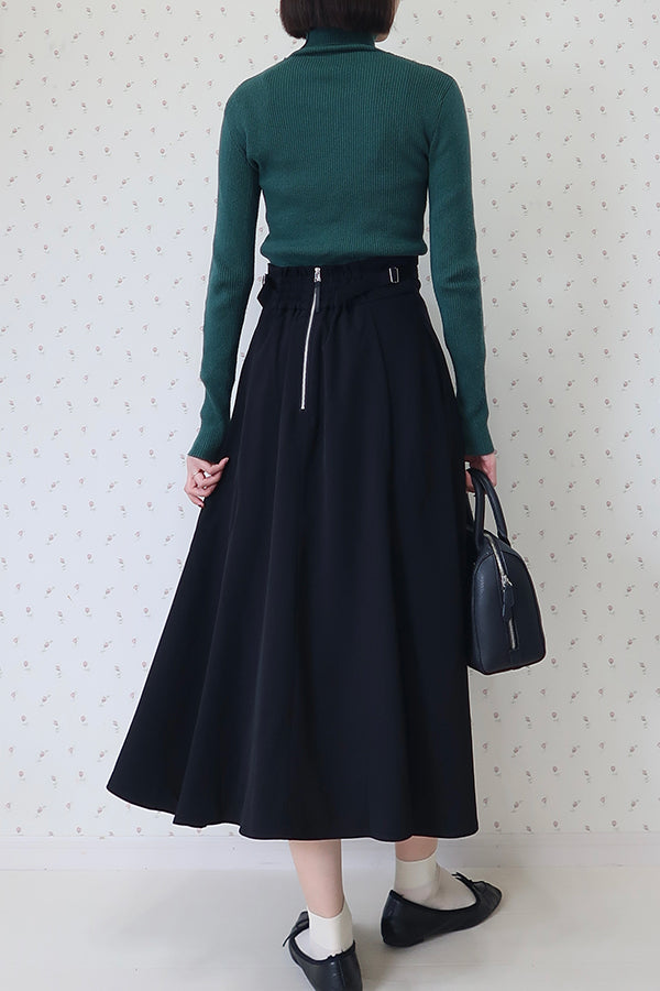 【INTERPLAY x MAYUKO】Belted Gather Flare Skirt-Black-625560010-19F