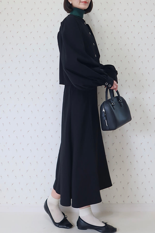 【INTERPLAY x MAYUKO】Belted Gather Flare Skirt-Black-625560010-19F