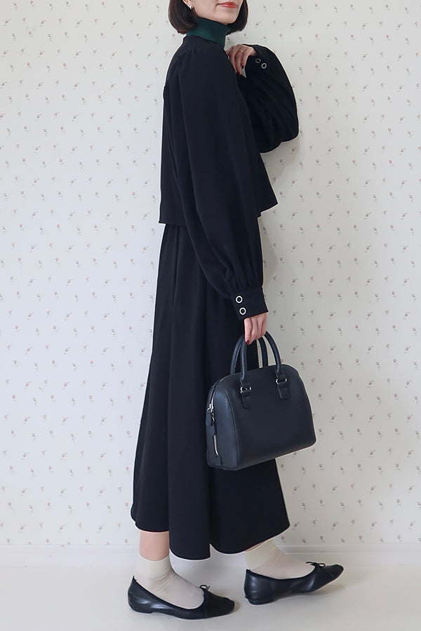 【INTERPLAY x MAYUKO】Belted Gather Flare Skirt-Black-625560010-19F