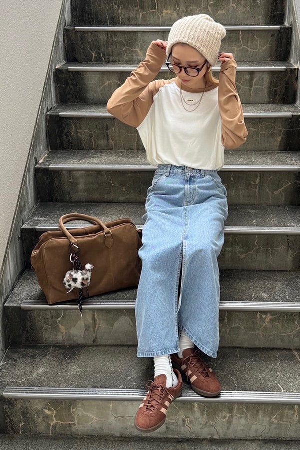 【INTERPLAY x AYA】Loose Raglan Tee-Ivory x Brown-625580005-04F