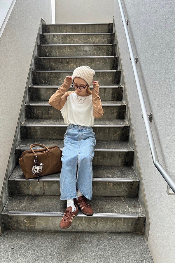 【INTERPLAY x AYA】Loose Raglan Tee-Ivory x Brown-625580005-04F