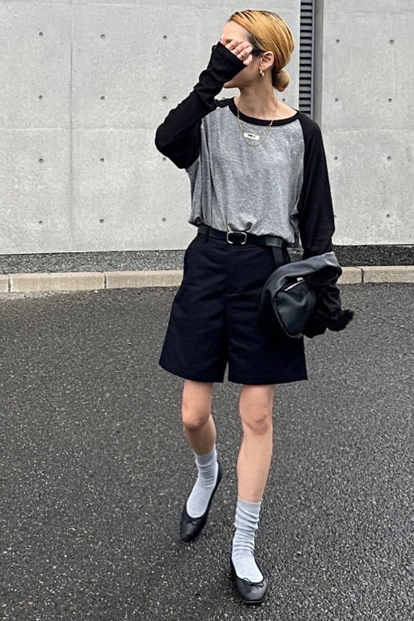 【INTERPLAY x AYA】Loose Raglan Tee-Grey x Black-625580005-12F