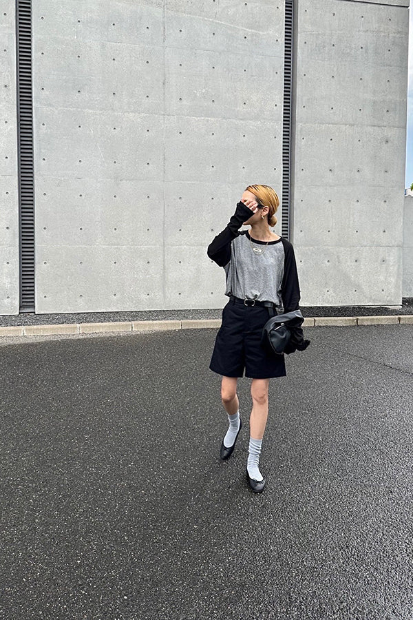 【INTERPLAY x AYA】Loose Raglan Tee-Grey x Black-625580005-12F