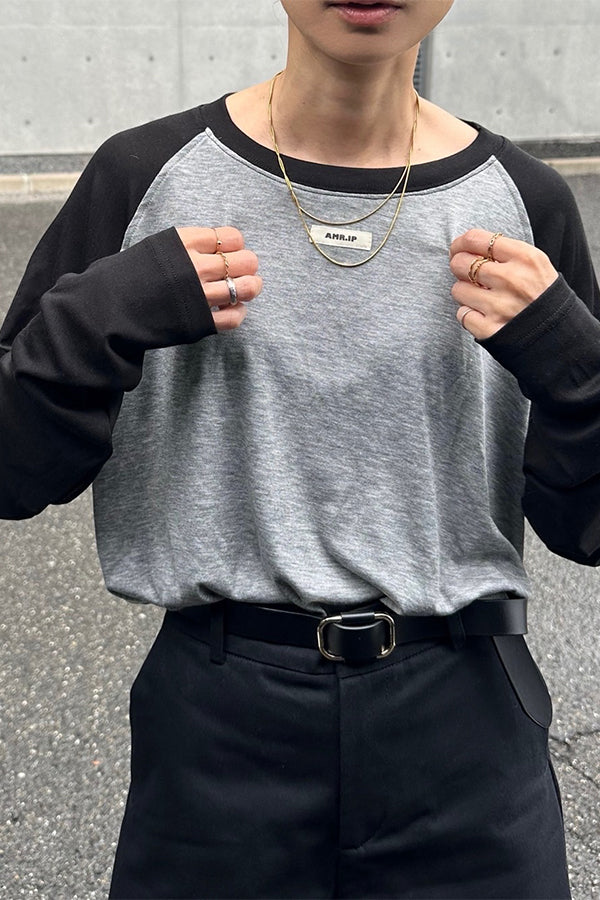 【INTERPLAY x AYA】Loose Raglan Tee-Grey x Black-625580005-12F