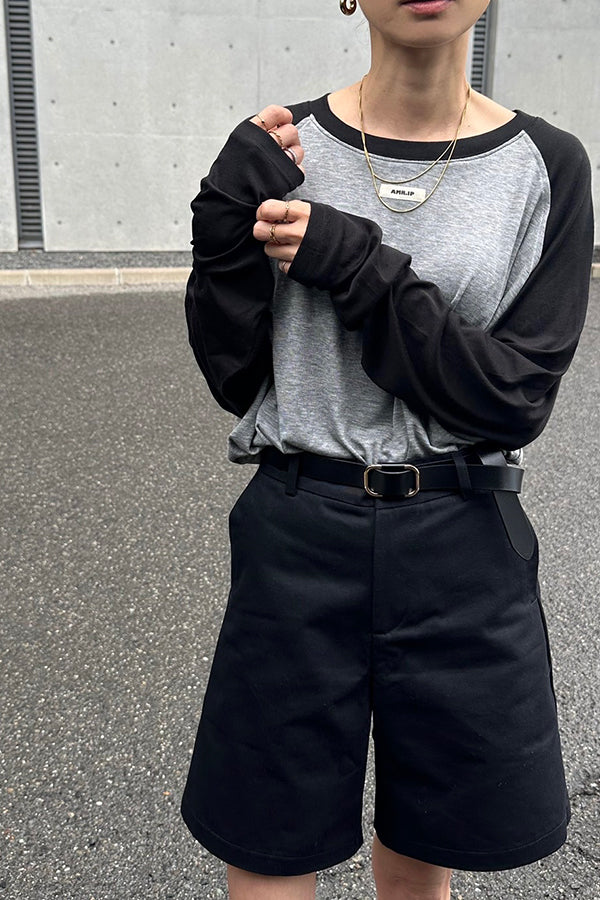 【INTERPLAY x AYA】Loose Raglan Tee-Grey x Black-625580005-12F