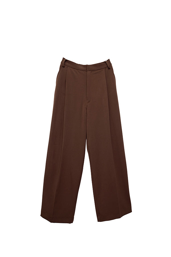 【Nora Lily】1Tuck Wide Pants(UNISEX)-BROWN-223560038-42