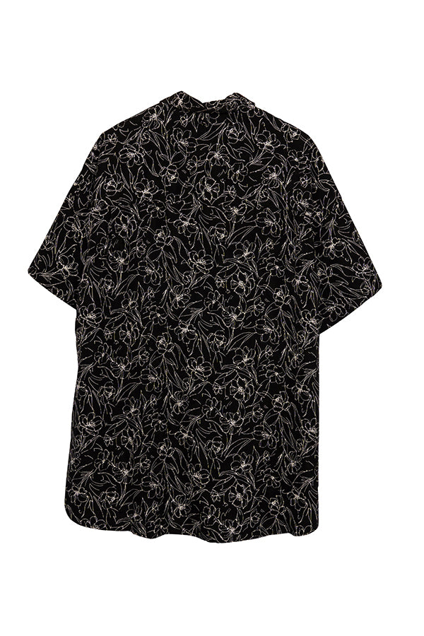 【INTERPLAY】 Open Collar S/S Over Size Shirt【2】-Line drawing Black-<UNISEX> 623380025-21