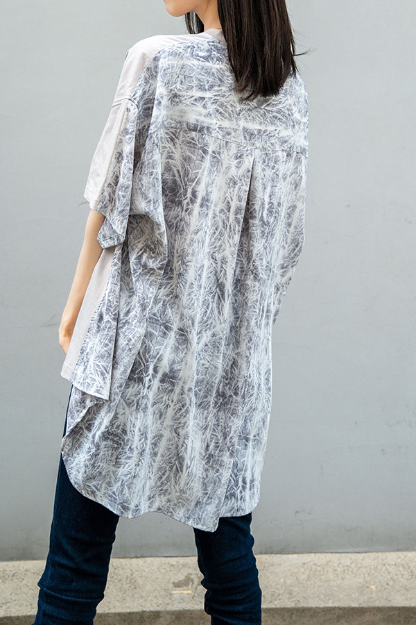 【NoraLily】Docking S/S Combi-Pullover【2】(UNISEX)-GREY x tie dye-
