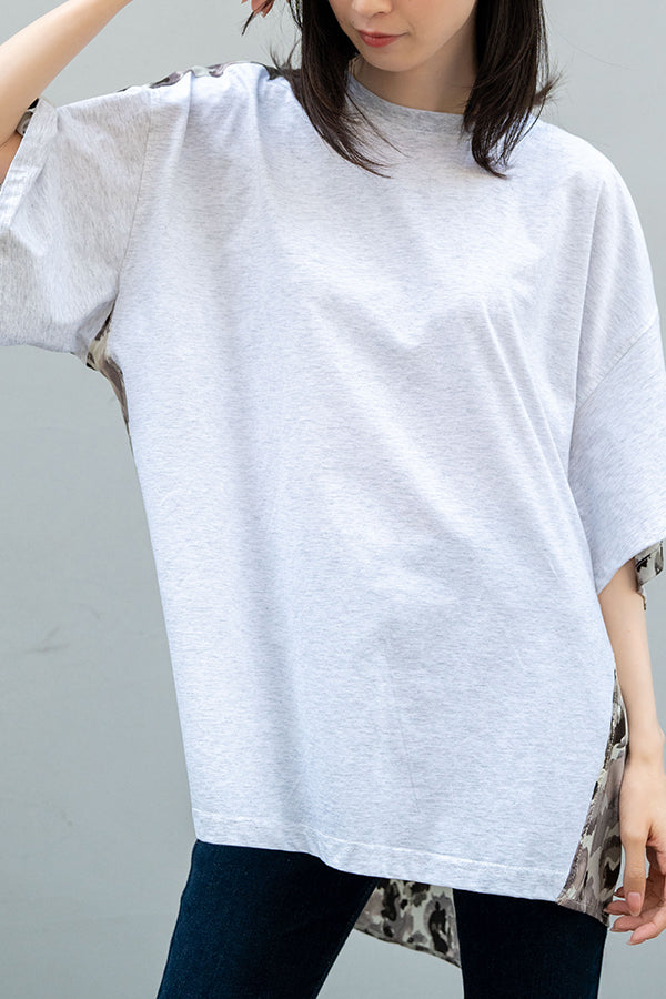【NoraLily】Docking S/S Combi-Pullover【2】(UNISEX)-WHITE x grey pt-