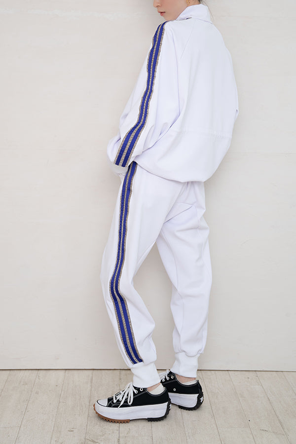 【Nora Lily】 Special Line Jersey Big Track Top ＜UNISEX＞-WHITE-