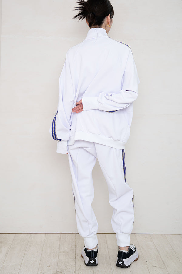 【Nora Lily】 Special Line Jersey Big Track Top ＜UNISEX＞-WHITE-