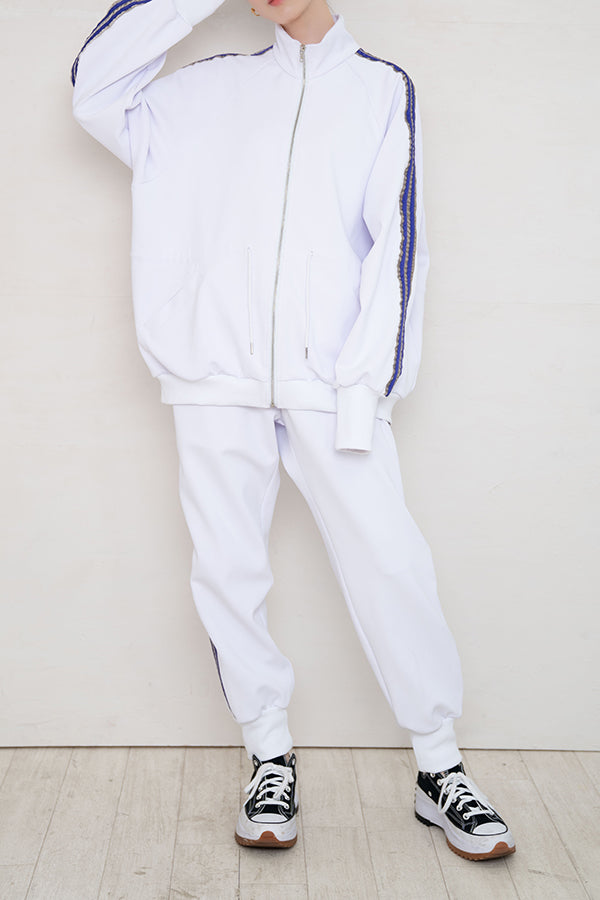 【Nora Lily】 Special Line Jersey Big Track Top ＜UNISEX＞-WHITE-