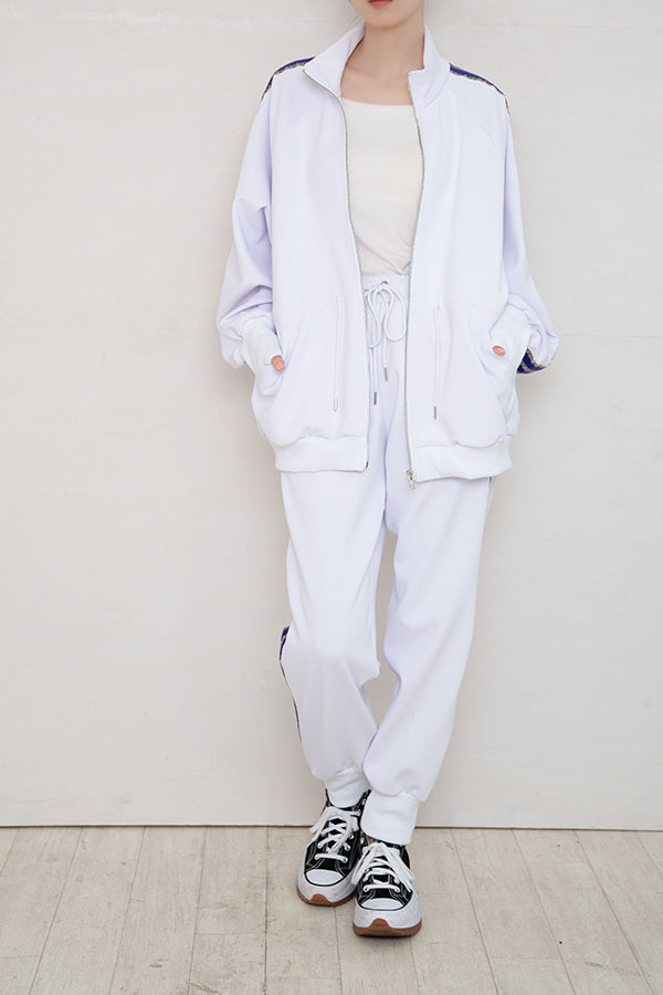 【Nora Lily】 Special Line Jersey Big Track Top ＜UNISEX＞-WHITE-