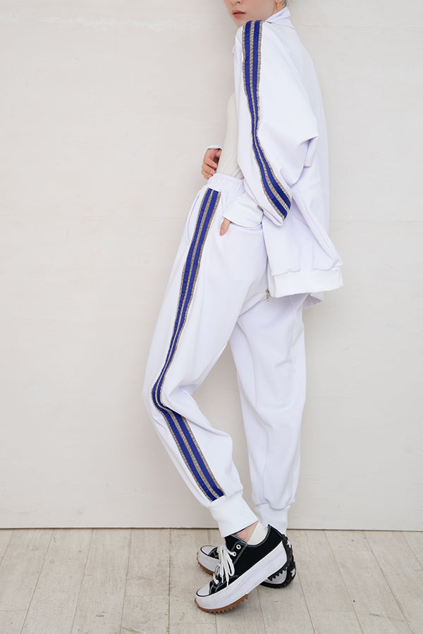 【Nora Lily】 Special Line Jersey Big Track Top ＜UNISEX＞-WHITE-