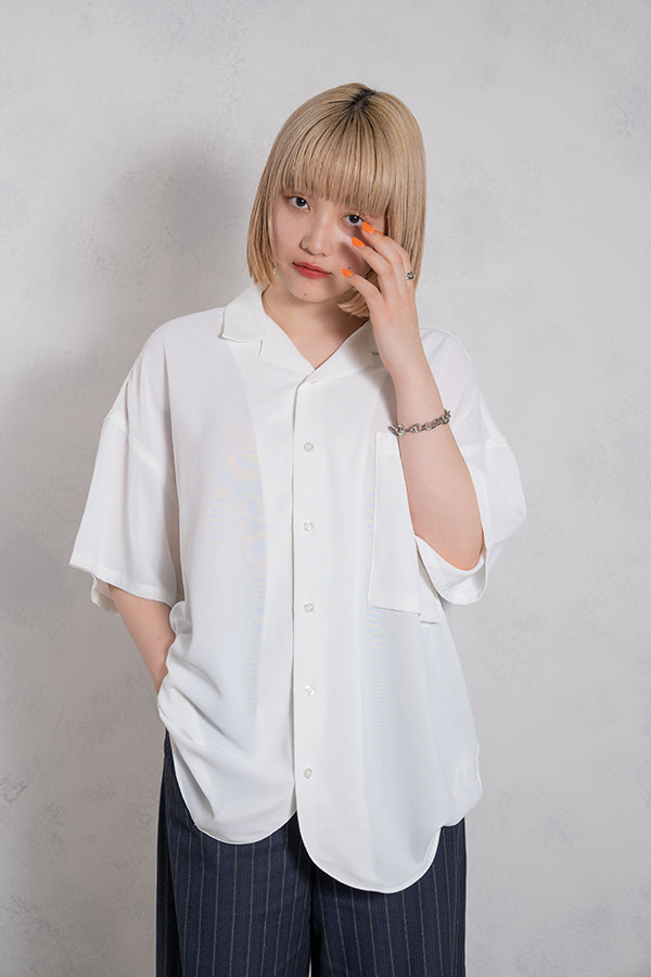 【INTERPLAY】 Open Collar S/S Over Size Shirt【2】-WHITE-＜UNISEX＞ 623380025-01